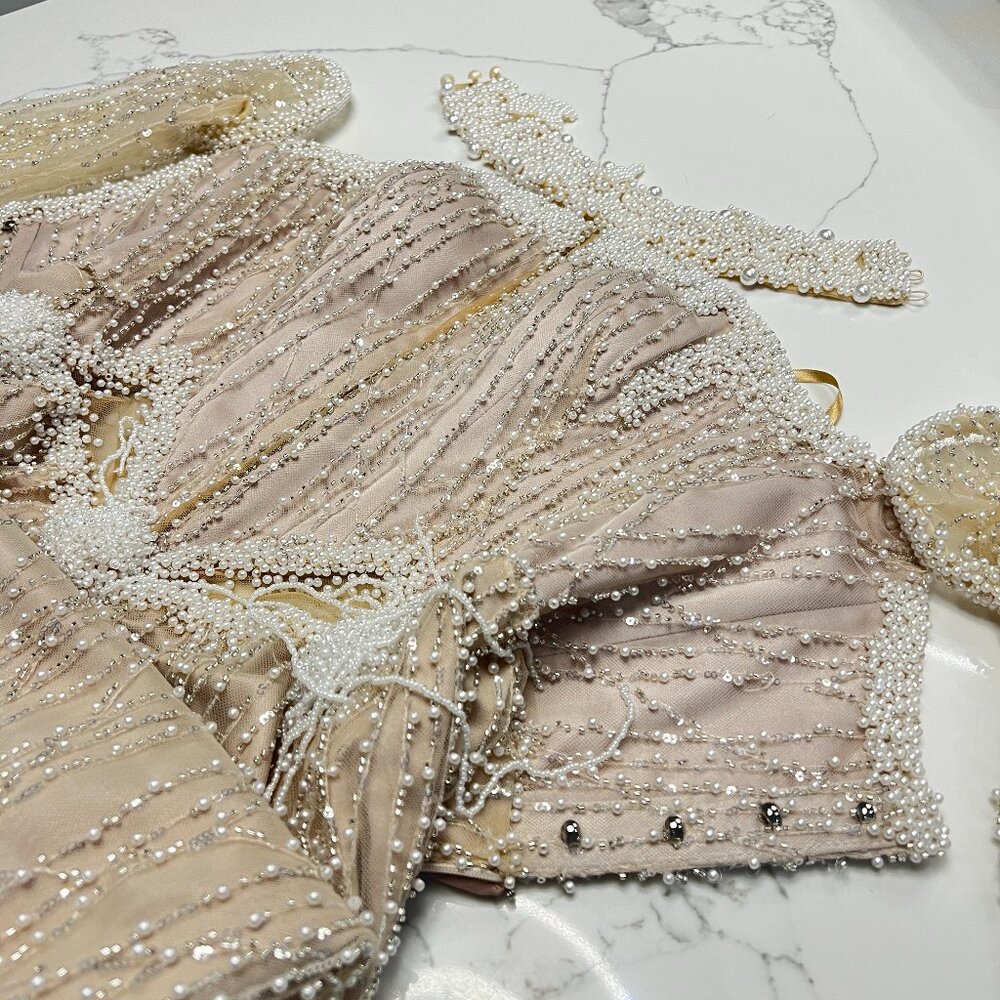 Beige Luxury Formal Pearl Gown (Minna Dresses)